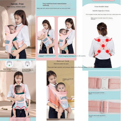 Baby Carrier 3-in-1 Ergonomic Infant Carrier Soft Baby Holder 3 to 36 Months,4 Season/All Seasons,Newborn to Toddler with Hood All Position Baby Hipseat (Pink)