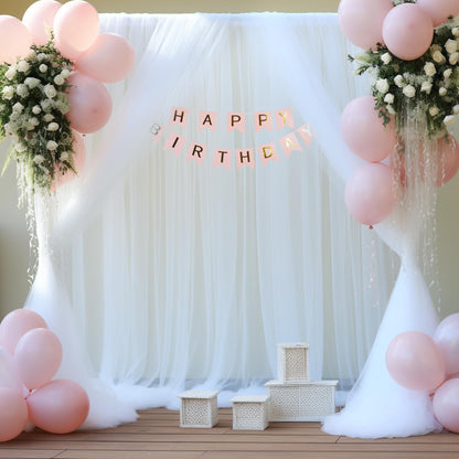 Champagne Tulle Backdrop Curtain for Parties Wedding 10ft×8ft Champagne Sheer Backdrop Curtains for Baby Shower Bridal Shower Reception Birthday Party Christmas Photoshoot Decorations 2 Panels