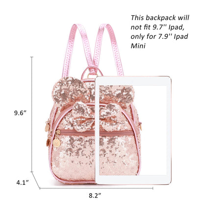 KL928 Girls Bowknot Polka Dot Cute Mini Backpack Small Daypacks Convertible Shoulder Bag Purse for Women