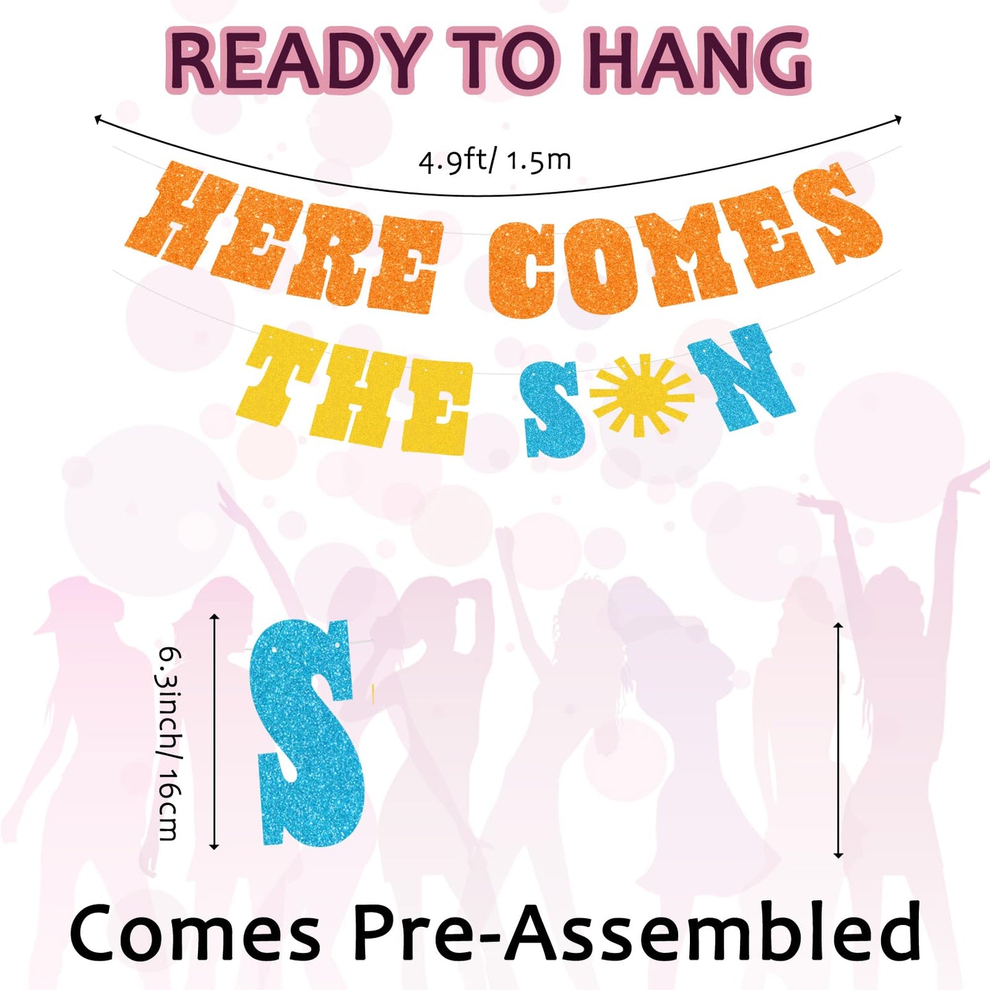 Pre-Strung Baby Shower Banner Oh Baby Sign Rose Gold Glittery Letters | Teddy Bear Gender Reveal Decorations | Baby Sprinkle Decorations for Girl Boy | Baby Gender Reveal Party Decoration Supplies