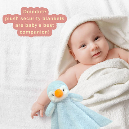 Baby Gray Penguin Soft Stuffed Animal Security Blanket, Plush Penguin Character Lovey Blanket, Baby Shower/Nursery Gift, Newborn Infant Toddler Snuggle Blankie for Girls Boys, 14 Inches