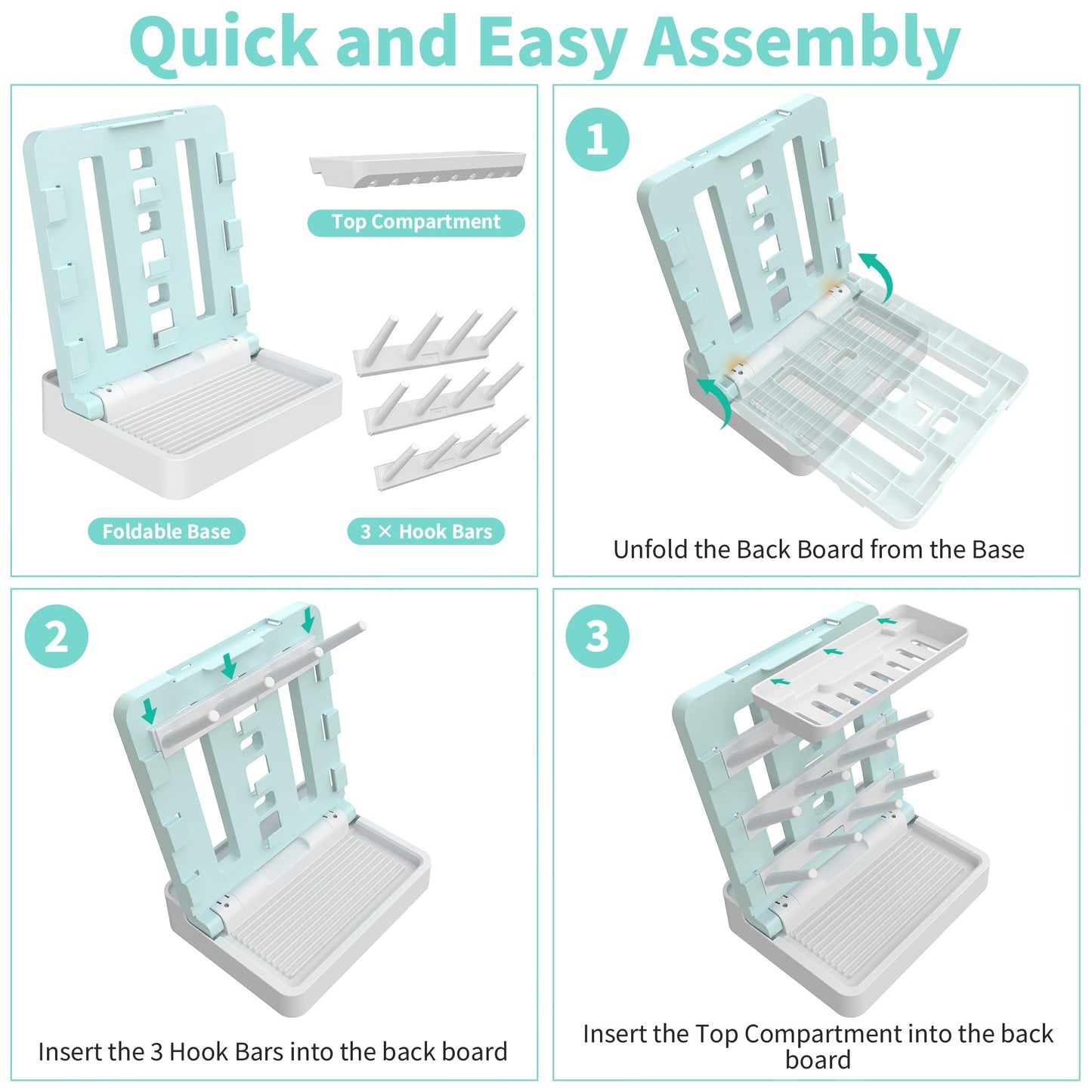 Baby Bottle Drying Rack, Vertical Standing Bottle Dryer Rack Holder-Space Saving Baby Bottle Drying Rack for Countertop-Holds Up to 12 Baby Bottles & Cup(Gray & Khaki)