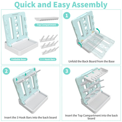 Baby Bottle Drying Rack, Vertical Standing Bottle Dryer Rack Holder-Space Saving Baby Bottle Drying Rack for Countertop-Holds Up to 12 Baby Bottles & Cup(Gray & Khaki)