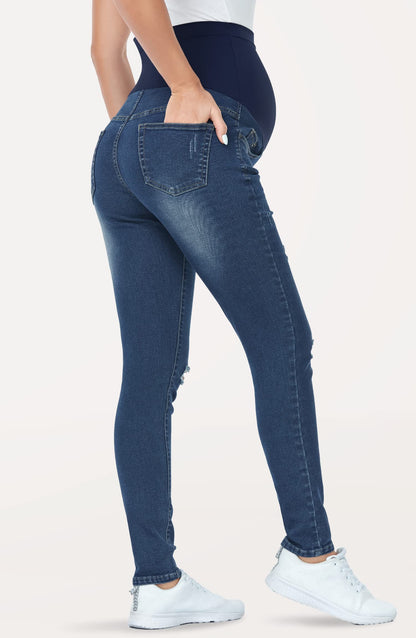 PACBREEZE Women's Maternity Jeans Over Belly Skinny Stretchy Denim Pants Comfy Slim Pregnancy Pants