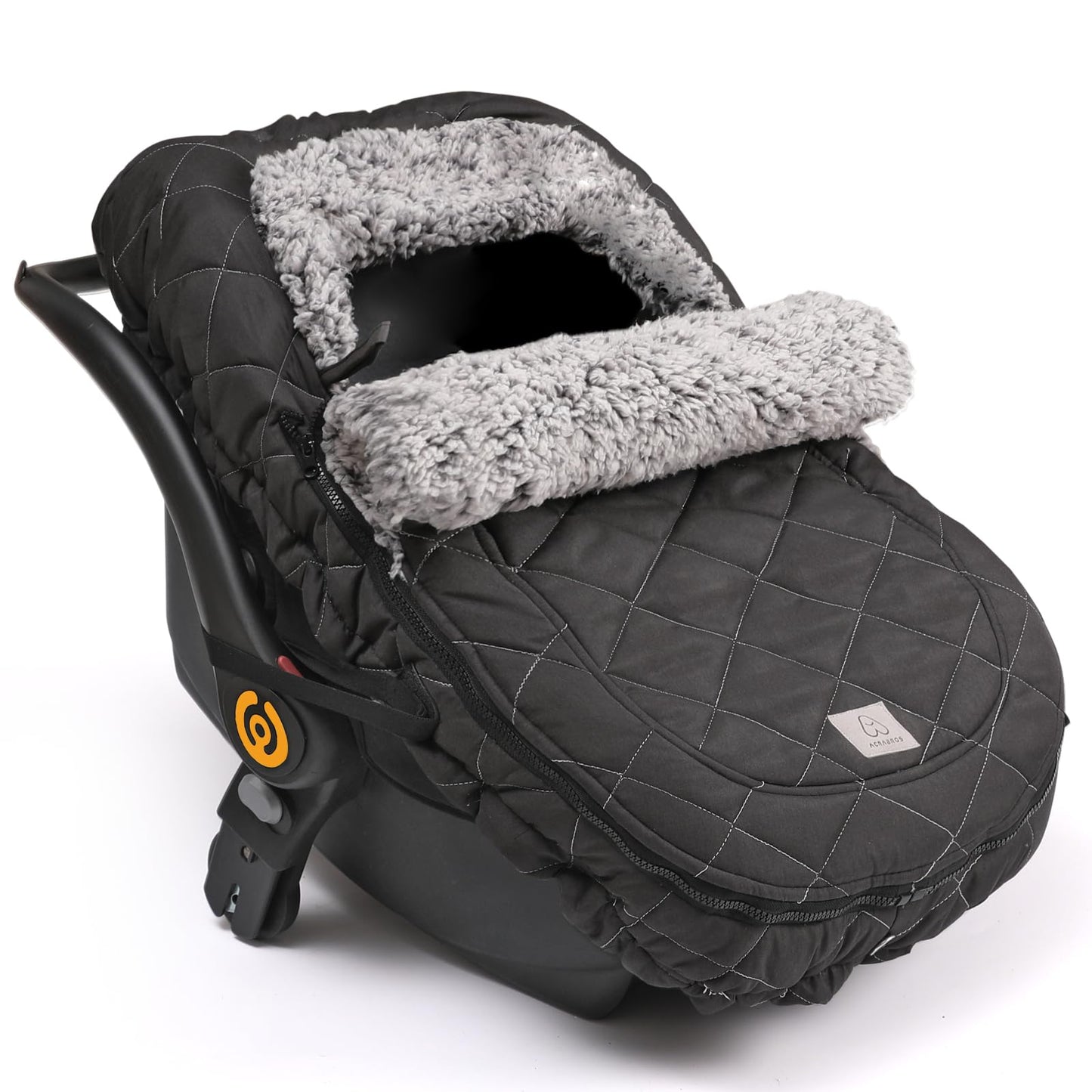 ACRABROS Car Seat Cover Baby: Winter Infant Carseat Canopy for Boy Girl Newborn Zipper Peeping Window Warm Cozy Cold Weather Waterproof Universal Fitted Heather Grey