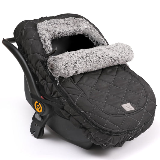 ACRABROS Car Seat Cover Baby: Winter Infant Carseat Canopy for Boy Girl Newborn Zipper Peeping Window Warm Cozy Cold Weather Waterproof Universal Fitted Heather Grey