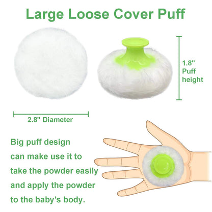 BPA Free Baby Powder Puff Box, Large 2.8" Fluffy Body After-Bath Powder Case, Baby Care Face/Body Villus Powder Puff Container, Makeup Cosmetic Talcum Powder Container with Hand Holder (Pink)