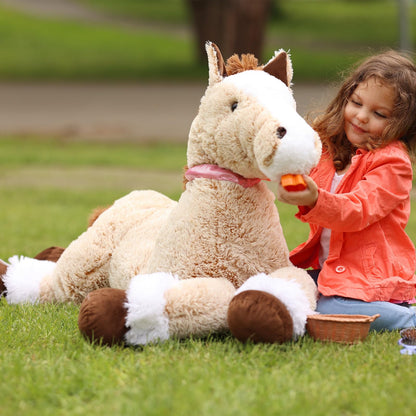 Tezituor 47 Inch Giant Horse Stuffed Animal, 4ft Realistic Chocolate Stuffed Horse Plush Toy, Hugging Soft Horse Pony Plush Pillow for Boys Girls,
