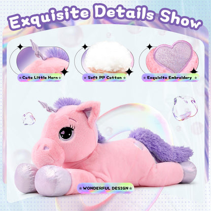 43" Giant Unicorn Stuffed Animal, Unicorn Plush Pillow Toys Big Plushy Fluffy, Gift for Girls Kids Boys Girlfriend, White & Purple