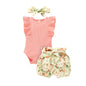 Tiny Cutey Baby Girl Clothes Infant Summer Outfits Set Ruffle Sleeve Romper and Floral Shorts with Headband