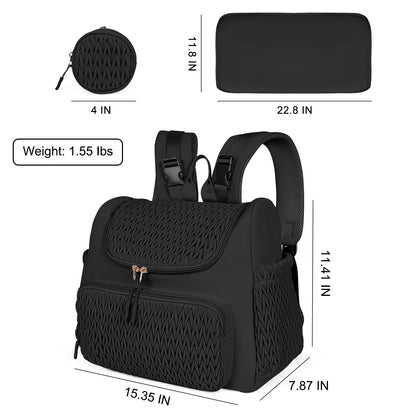 Geestock Diaper Bag Small Diaper Backpack, Stylish Quilted Baby Backpacks, Mini Maternity Bags, with Changing Pad, Pacifier Case & Stroller Straps, Parents Essentials Diaper Bag, Black