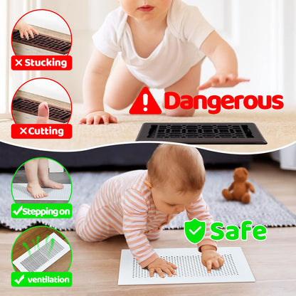 Orzbow Baby Proofing Soft Silicone Vent Cover for Home Wall/Ceiling/Floor Register,Child Proof Floor Air Vent Deflector Cover,Catches Debris Hair & Prevents Creepy Crawlies,Easy Install, Khaki,2 Pack