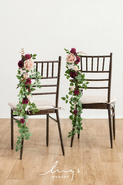 Ling's Moment 10pcs Wedding Chair Decorations Aisle Floral Swag Artificial Pew Flowers Hanging Garland Pink Blush & Cream For Ceremony Reception Church Rose Floral Faux Arrangement Party Outdoor Decor