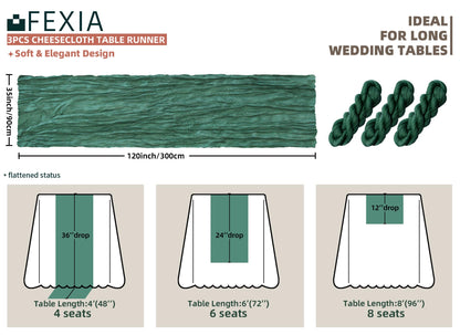 FEXIA Beige Cheesecloth Table Runner 35x120 Inches Ivory Gauze Rustic Boho Spring Easter Table Runner for Engagement Party Decorations Bridal Shower Wedding Party First Communion Centerpiece