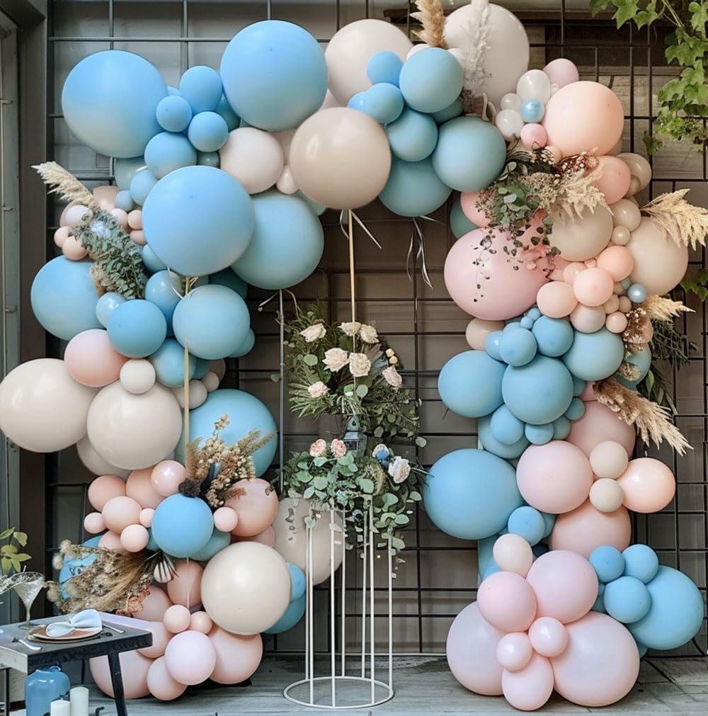 Dusty Pink Balloon Arch Kit Double Stuffed Blush Rose Nude Brown Balloon Garland 112pcs Matte Pastel Neutral Balloons for Boho Bridal Shower Baby Shower Birthday Theme Party Decoration