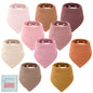 Yoofoss Muslin Baby Bibs 10 Pack Bandana Bibs 100% Cotton 6-Layer Soft Absorbent Drool Bibs for Boys and Girls, Pink Flower