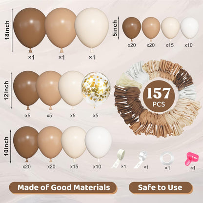 Ouddy Life 157 Pcs Boho Dusty Pink Balloons Arch Garland Kit, Blush Neutral Pink Sand White Metallic Gold Different Size Balloon for Girls Baby Shower Birthday Wedding Gender Reveal Party Decorations