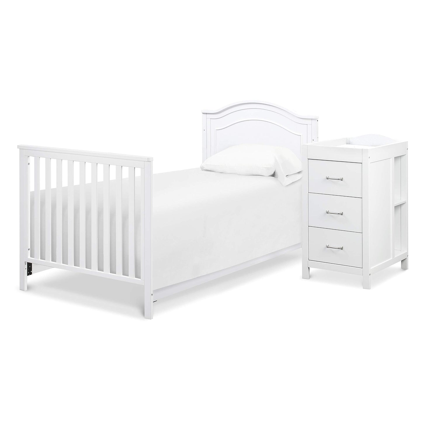 DaVinci Charlie 4-in-1 Convertible Mini Crib and Changer Combo in White, Greenguard Gold Certified