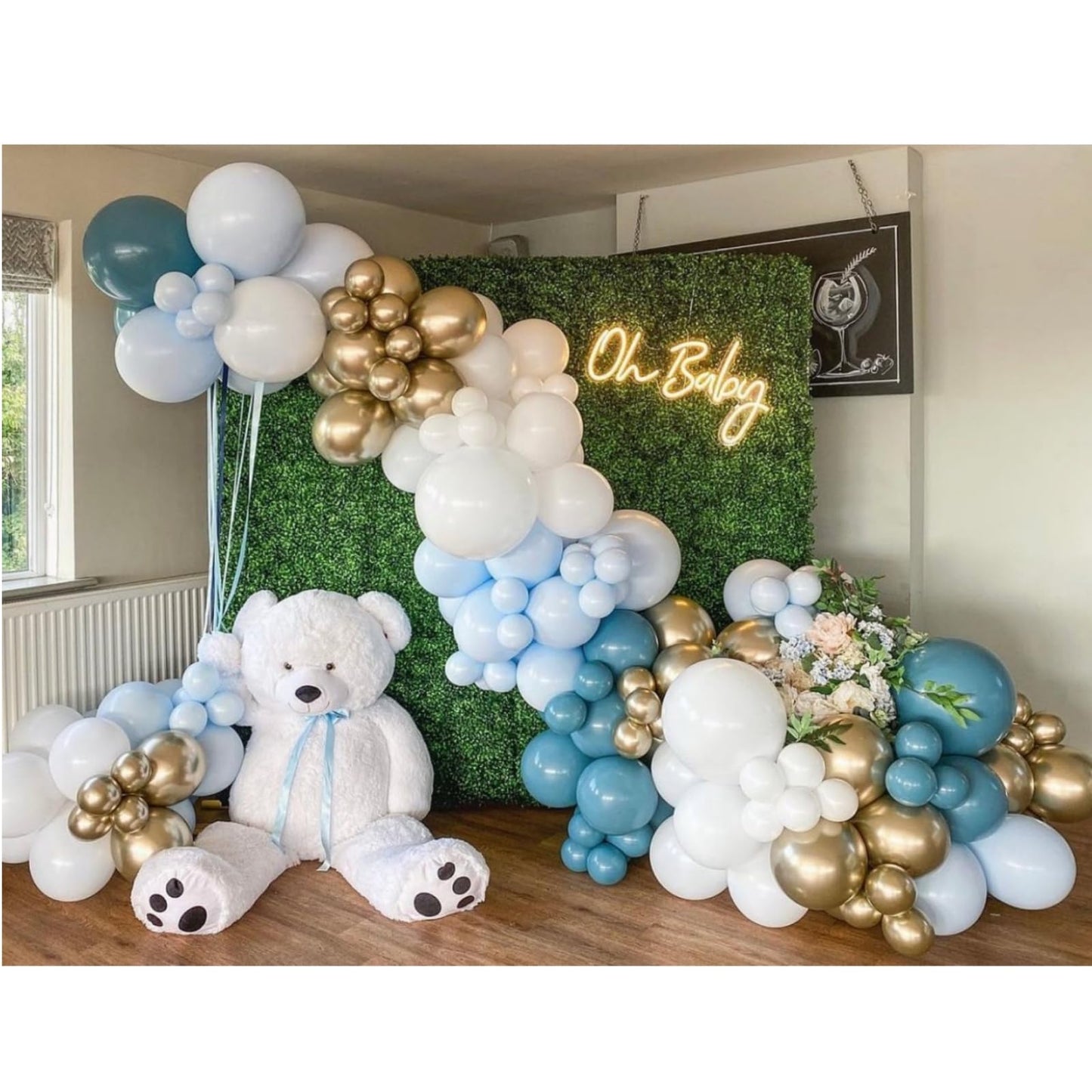 Dusty Blue Balloon Garland Kit - 137pcs Balloon Arch kit with Dusty Baby Blue, Sand White, White Balloons - Perfect for Baby Shower Wedding Boy Birthday Decoration