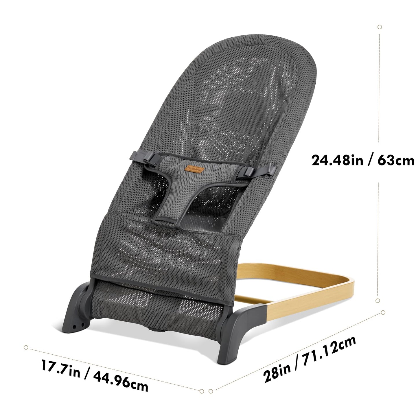 Foldable Baby Bouncer, Baby Seat with 3 Adjustable Heights, Portable Newborn Rocker, Ergonomic Bouncy Seat for Natural Bounce, Bouncer for Babies 0-6 Months, Soft Cotton (Beige)