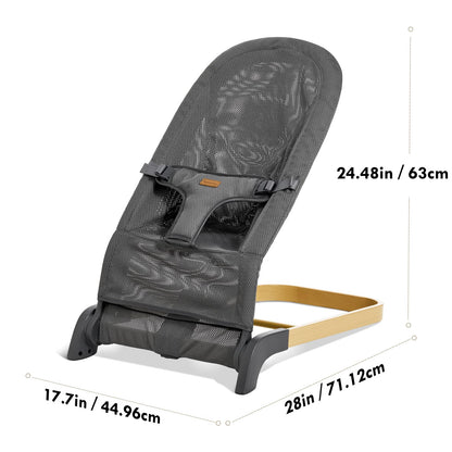 Foldable Baby Bouncer, Baby Seat with 3 Adjustable Heights, Portable Newborn Rocker, Ergonomic Bouncy Seat for Natural Bounce, Bouncer for Babies 0-6 Months, Soft Cotton (Beige)