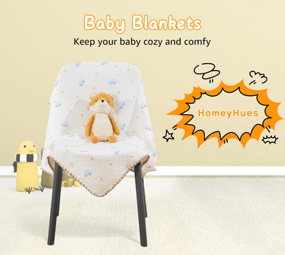 Baby Blanket Double Layer Cotton 40 x 40 Soft Receiving Blanket with Pattern Machine Washable Brown Bear