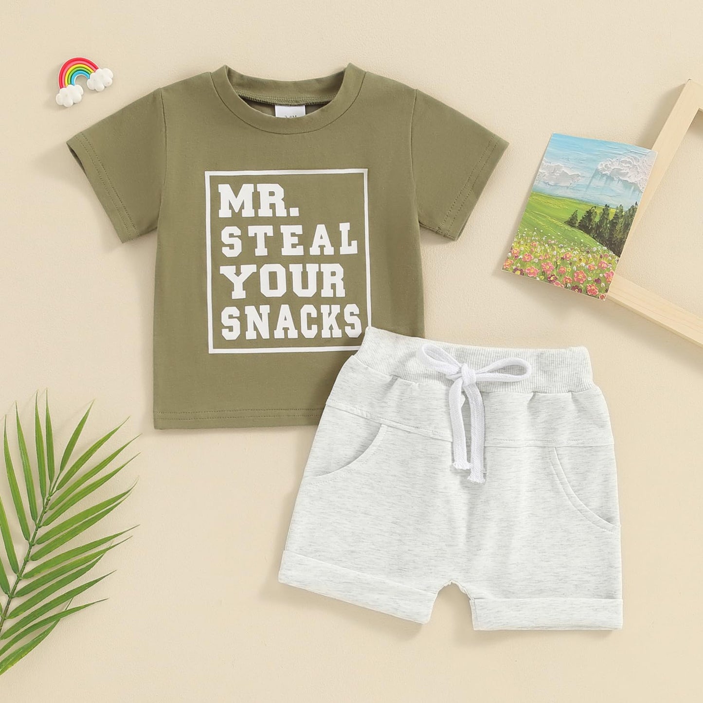 Toddler Baby Boy Summer Clothes Letter Print Short Sleeve Shirt Tops and Shorts Set Summer Outfit 2Pcs