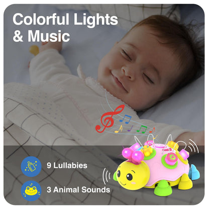 Baby Musical Ladybug Crawling Toys,Baby Toy 6-12 Months with Light-up Music, Early Educational Learning Montessori Toy, Infant Gift Toys for 7 8 9 10 11 Months 1-2 Years Old Newborn Girls (Pink)