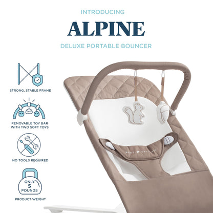 Baby Delight Alpine Deluxe Portable Bouncer, Infant, 0-6 Months, 100% GOTS Certified Cotton Fabrics, Organic Oat
