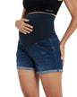 HOFISH Women's Maternity Jeans Shorts Over The Belly Stretchy Comfy Denim Shorts Pants Casual Workout Pregnancy Shorts