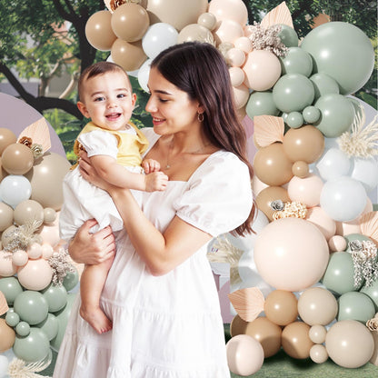 Dusty Pink Brown Balloon Arch Kit, Double Stuffed Blush Brown Cream Beige Nude Tan Pink Balloons Boho Balloon Garland Kit for Birthday Baby Shower Wedding Bridal Shower Gender Reveal Party Decoration