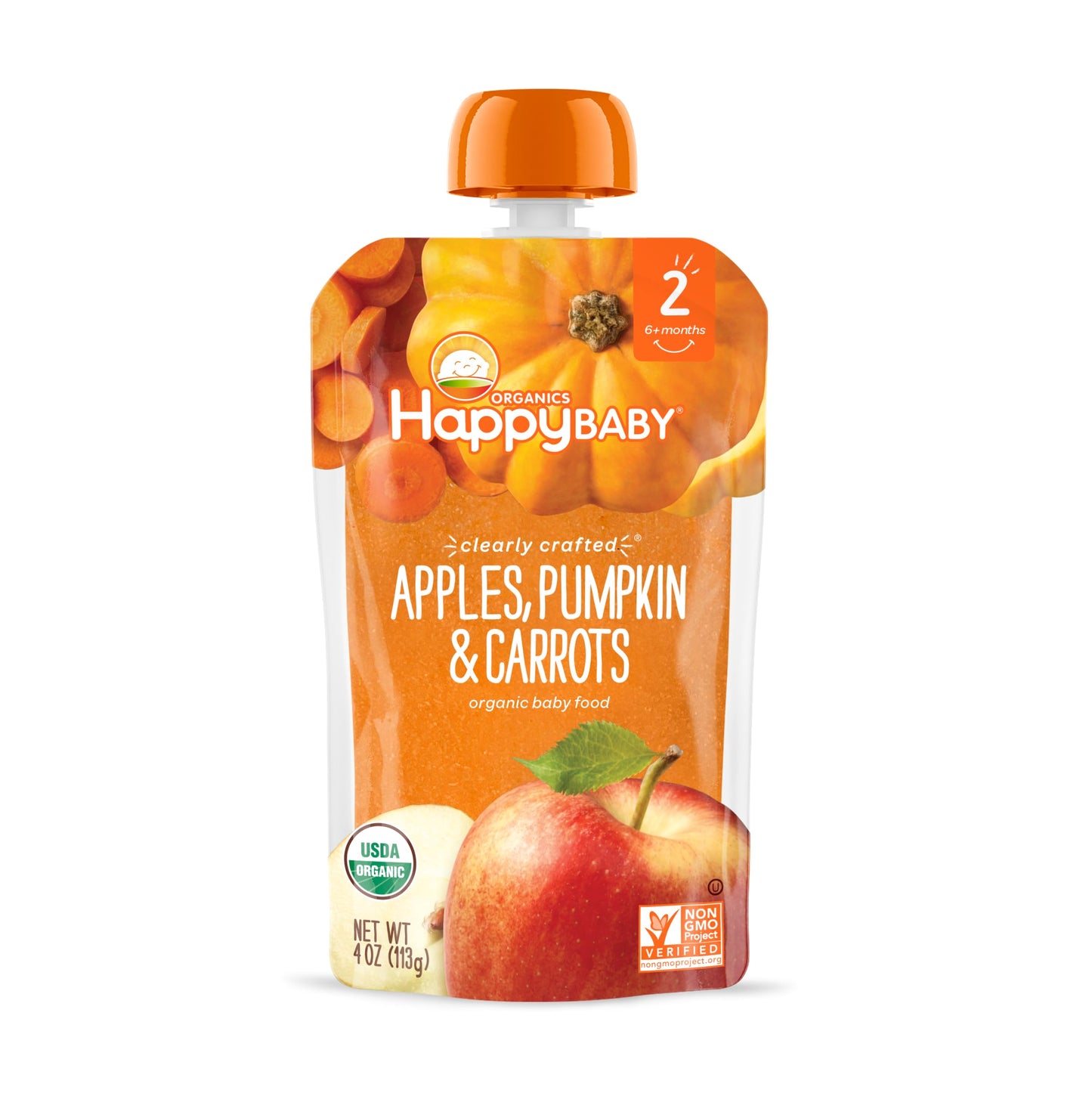 Happy Baby Organics Stage 2 Baby Food Pouches, Gluten Free, Vegan & Healthy Snack, Clearly Crafted Fruit & Veggie Puree, Fruit & Veggie Variety Pack, 4 Ounces (Pack of 10), Amazon Exclusive