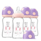 YOHKOH Natural Glass Baby Bottle with Natural Response Nipple, Newborn Anti-Colic Baby Bottles, Wide Neck Mushroom Cap Baby Bottle, Clear (8.8ounce (Pack of 4), Multicolour1)