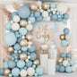 138Pcs Dusty Blue Balloons Arch Garland Kit, Dusty Baby Blue Sand White Metallic Gold Balloons for Bridal Shower Gender Reveal Birthday Baby Shower Decorations