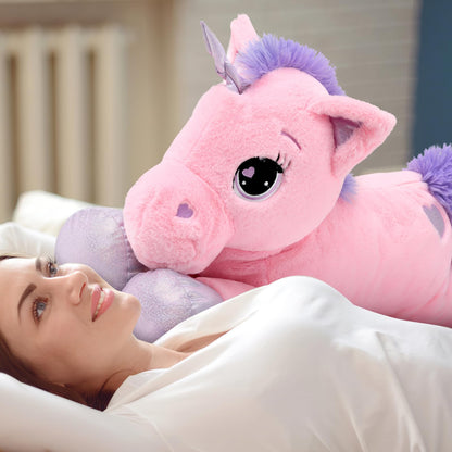 43" Giant Unicorn Stuffed Animal, Unicorn Plush Pillow Toys Big Plushy Fluffy, Gift for Girls Kids Boys Girlfriend, White & Purple