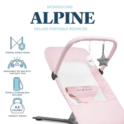 Baby Delight Alpine Deluxe Portable Bouncer, Infant, 0-6 Months, 100% GOTS Certified Cotton Fabrics, Organic Oat