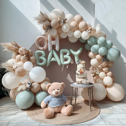 Dusty Pink Brown Balloon Arch Kit, Double Stuffed Blush Brown Cream Beige Nude Tan Pink Balloons Boho Balloon Garland Kit for Birthday Baby Shower Wedding Bridal Shower Gender Reveal Party Decoration