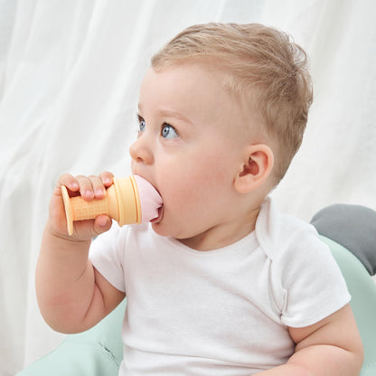 Smily Mia Freezer Teether for Babies 12-18Months,Freezable Ice Cream Toy for 6-12Months Babies,Cold Water Soother for 3-6Months for Teething Pian Relief,Cream White