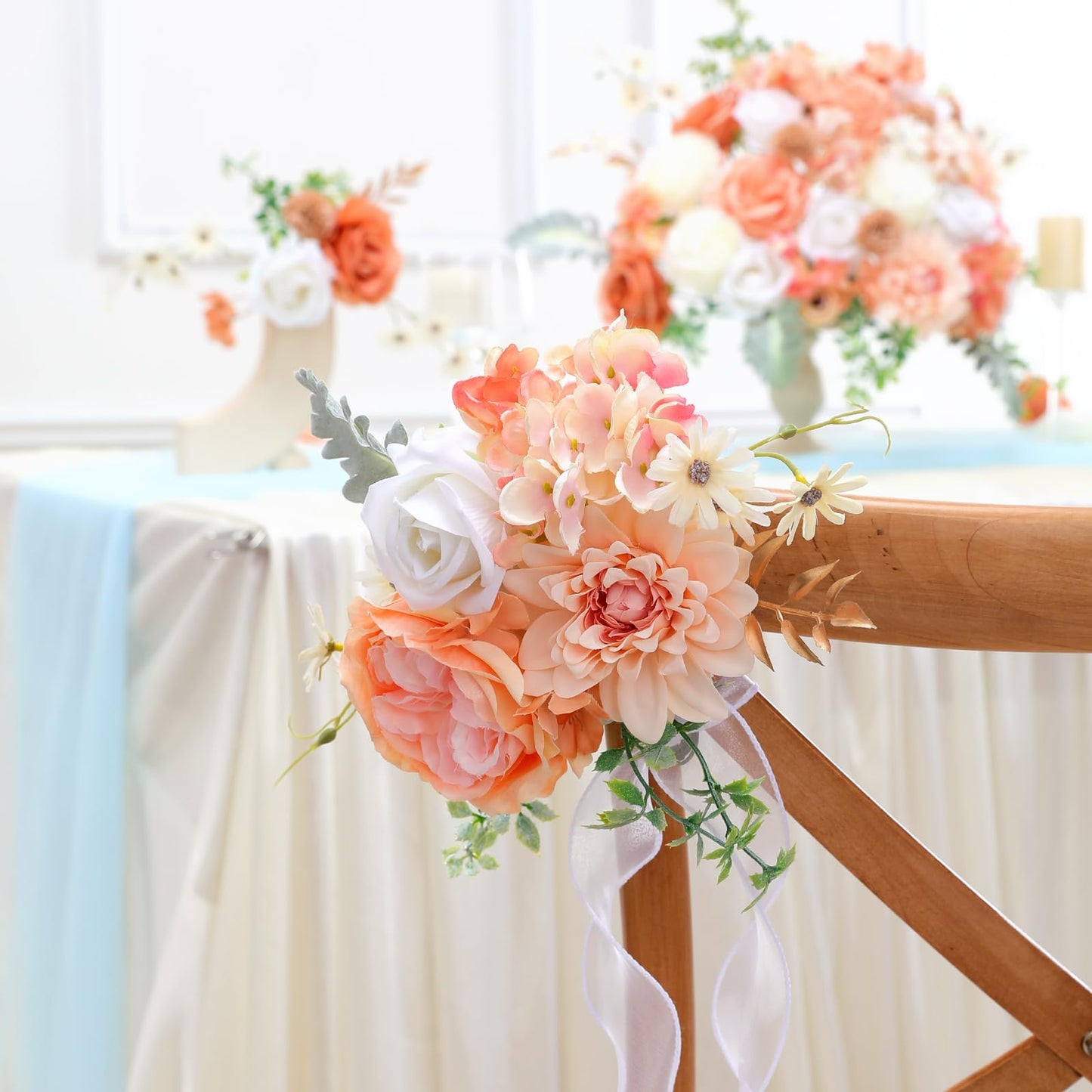 Artificial Flowers Combo for DIY Wedding Bouquets Combo Centerpieces Arrangements Party Bridal Baby Shower Home Decorations-Blush Pink
