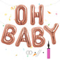 40 Inch Oh Baby Balloon, Shower Decorations, Large Sign for Backdrop, Shiny Banner for Gender Reveal Party Supplies (Gold)