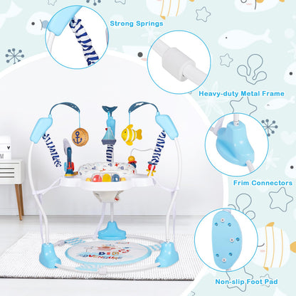 Baby Activity Center, Infant Jumpers and Bouncers with Music, Lights, Infant Toys, 360°Rotating Seat, 3 Adjustable Heights, Baby Play and Learning Center for 6+ Months