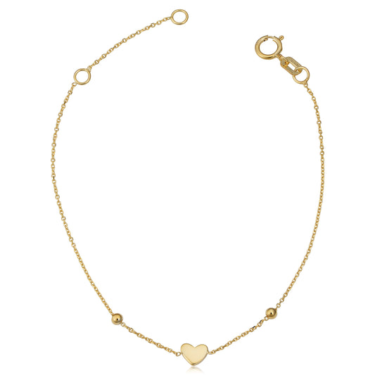 Kooljewelry 14k Yellow Gold Heart or Butterfly Adjustable Bracelet (adjust to 5.5 or 6.5 inch)