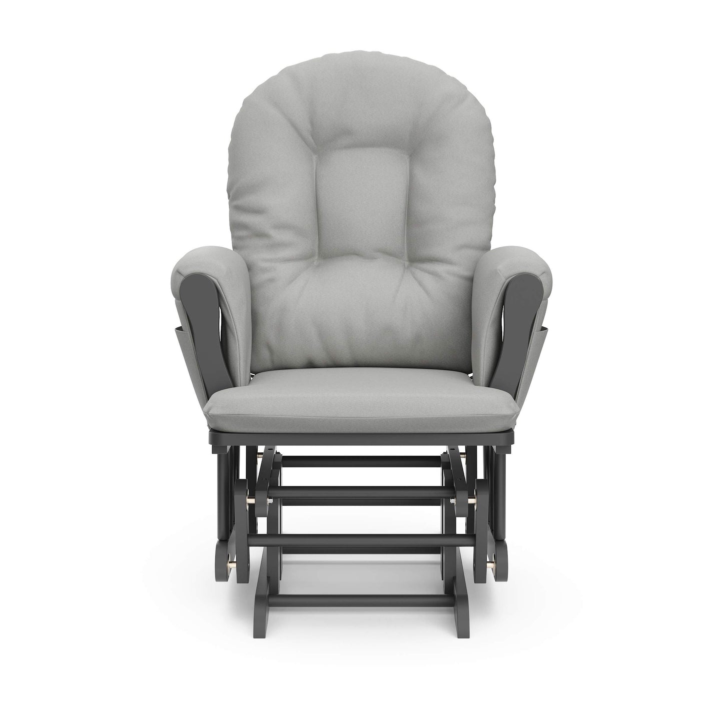 Storkcraft Premium Hoop Glider and Ottoman (Espresso Base, Gray Cushion) – Padded Cushions with Storage Pocket, Smooth Rocking Motion, Easy to Assemble, Solid Hardwood Base