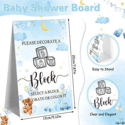 Marsui 136 Pcs Baby Shower Blocks to Decorate Game Kit Includes 98 Wooden Blocks, 36 Markers, 1 Game Sign, 1 Storage Box for Baby Shower Gender Reveal Activity Party Decorations(Pink Elephant)
