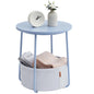 VASAGLE End Table, Small Bedside Table with Fabric Basket, Modern Nightstand, Round Side Table, for Living Room, Bedroom, Matte White and Camel Brown ULET223W10