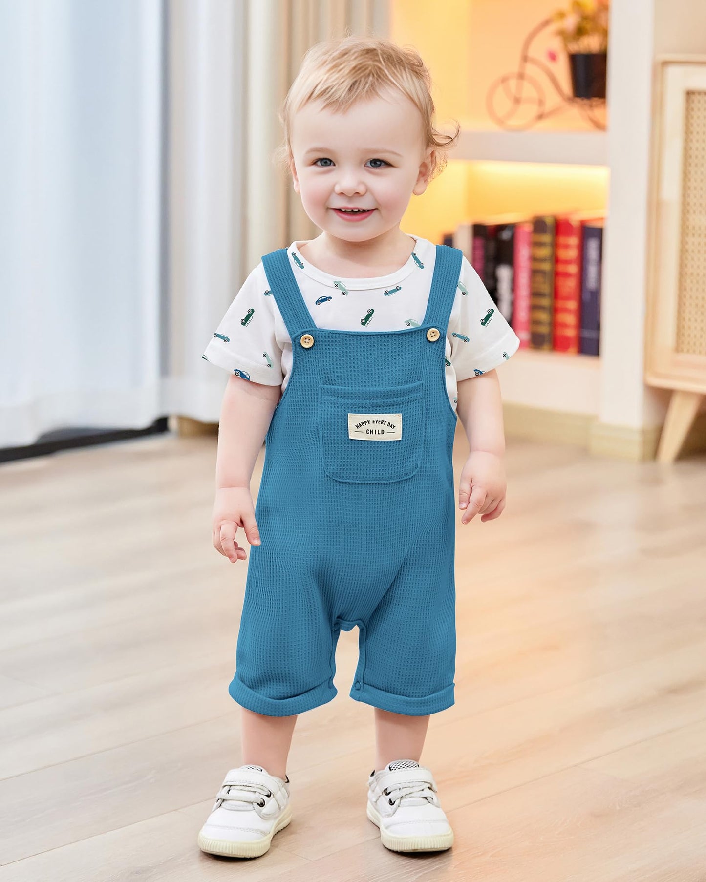 ZOEREA Toddler Baby Boys Clothes Summer Outfit Stripe T-Shirt and Shortall Romper Set Cute Jumpsuit Solid Color 6M-4T