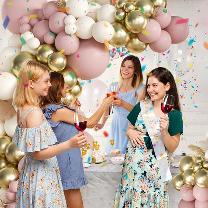 155Pcs Sage Green White Gold Balloon Garland Arch Kit with Gold Confetti Balloons for Graduation Baby Shower Decor Happy Birthday Party Wedding Jungle Decorations