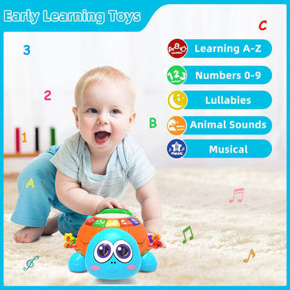 Hanayo Baby Musical Turtle Crawling Girl Toys for 6-18 Months，Infant Early Learning Educational Toy，Baby Girl Gift Essentials for Newborn 7 8 9 11+ Months 1-2 Year Old(Pink)