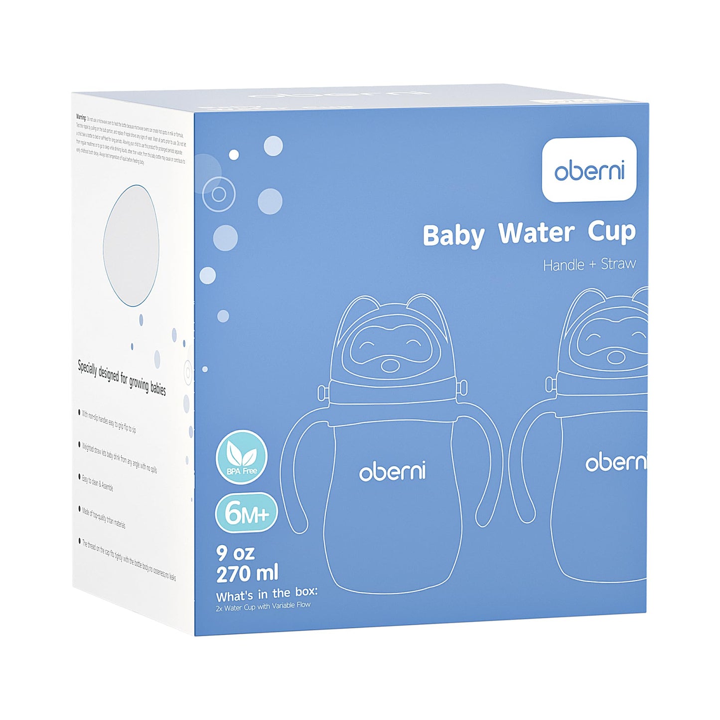 Leakproof Sippy Cups, Double Sealing No Spill Water Bottle with Weighted Straw and Non-Slip Handle for Toddler 1-3 Years, Tritan Baby Cups 12+ Months, 270ml/9oz (1Pack,Pink)