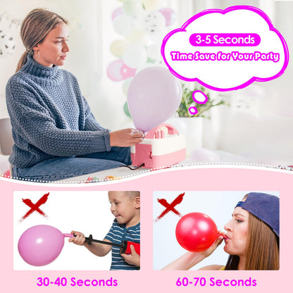 Balloon Pump Electric, Portable Automatic Dual Nozzle Inflator 110V 600W with Tying Tools for Birthday Gender Reveal Baby Shower Balloons Party Decorations